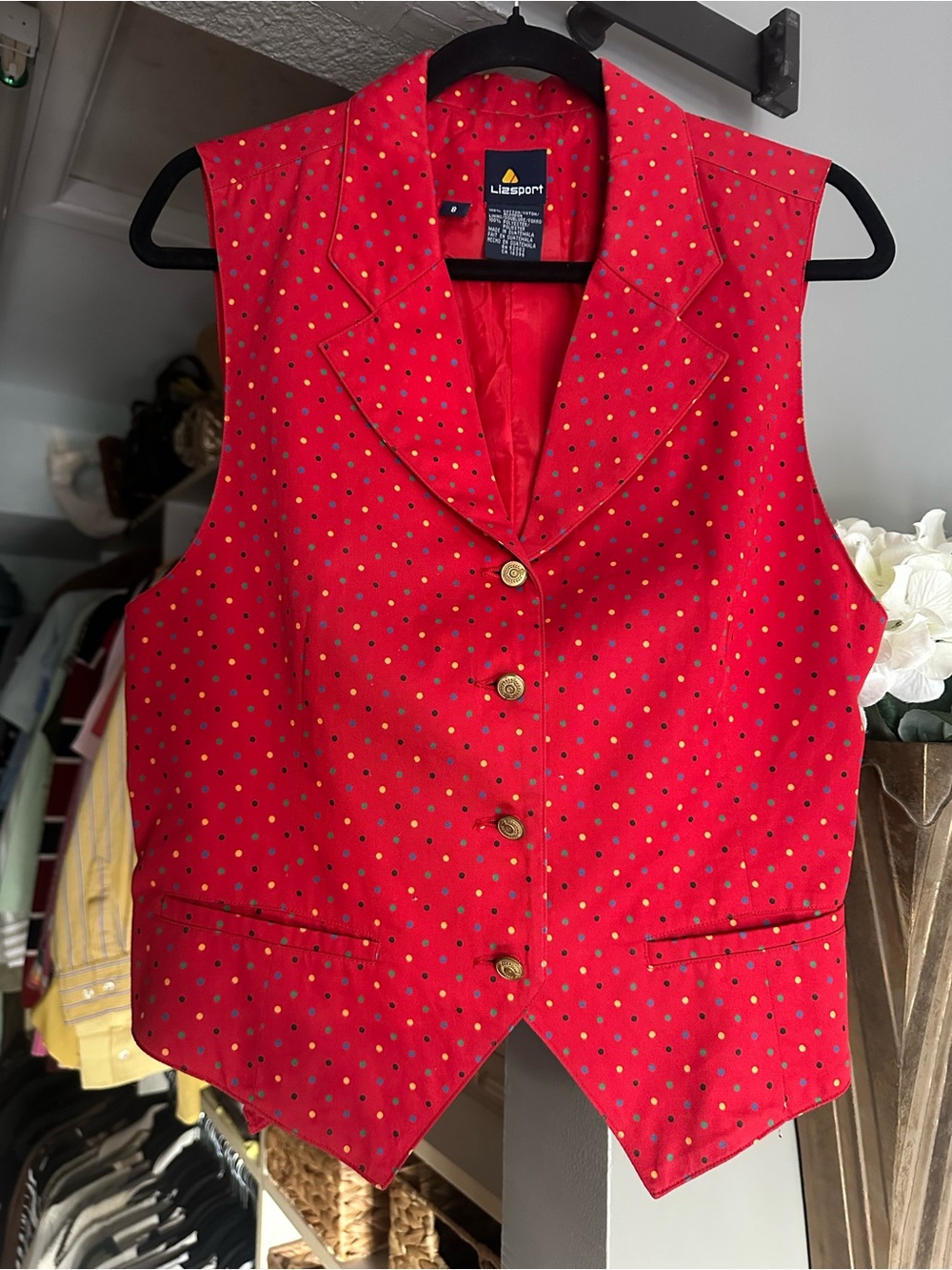 Vintage Lizsport Red Polka Dot Vest